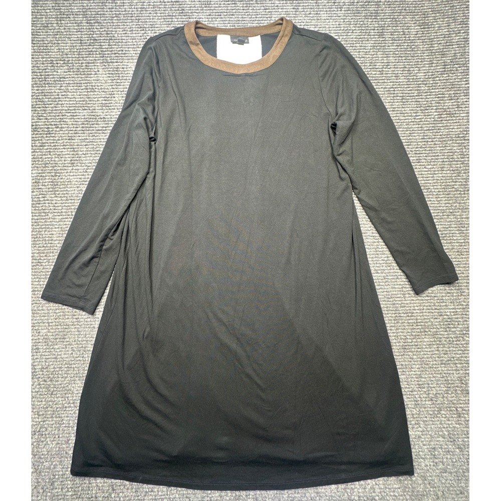 J.Jill Tunic Dress Women L Black Wearever Colorblock Back Long Sleeve Rayon
